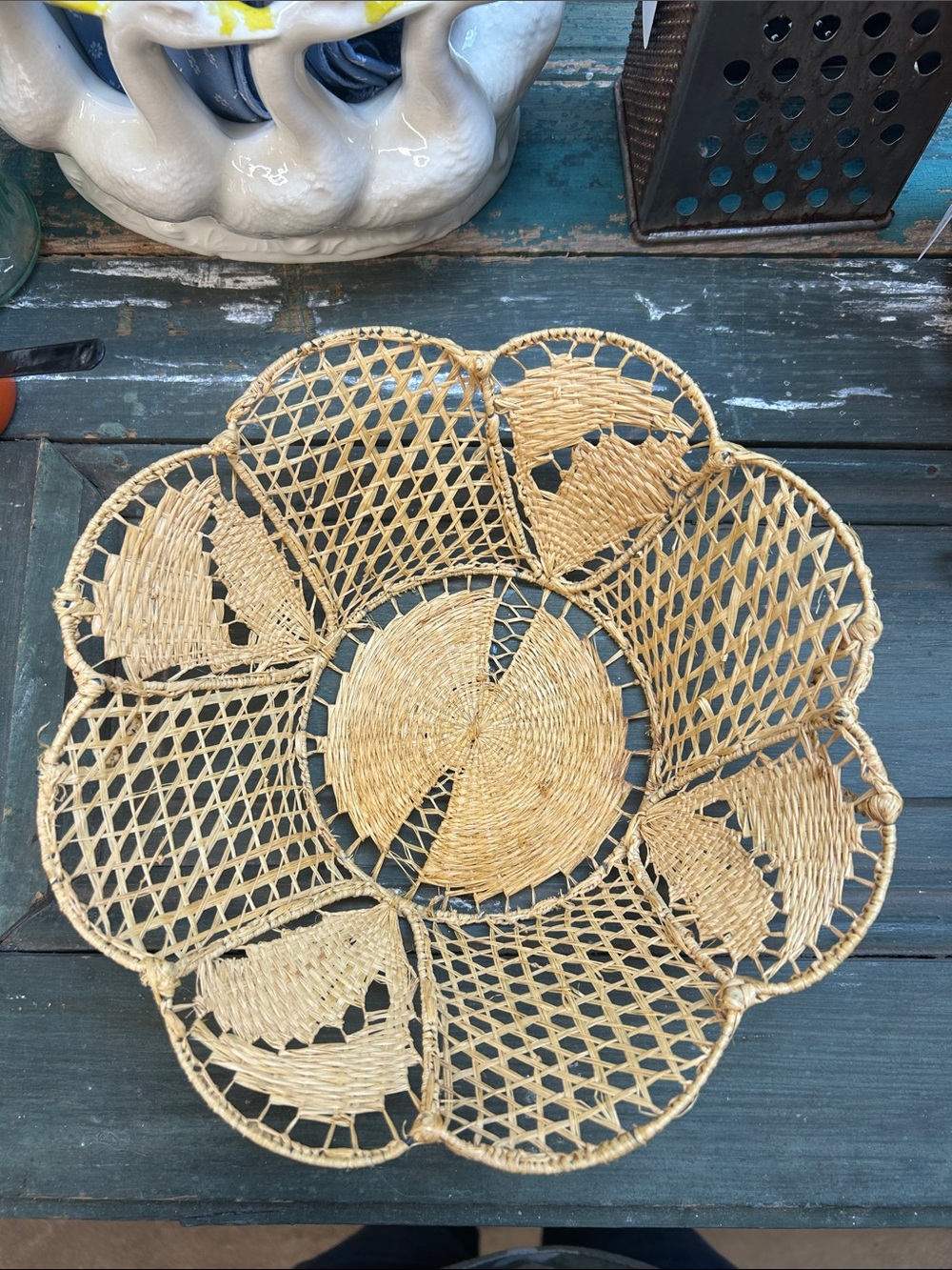 Vintage Woven Natural Rattan Decorative Basket Bowl